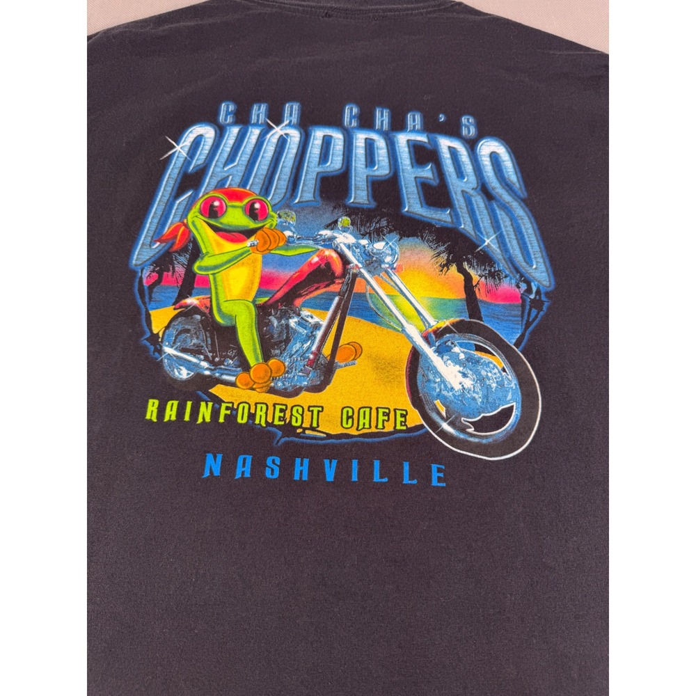 Rainforest Cafe Nashville Choppers T-Shirt Mens XL Black Frog Biker Tee